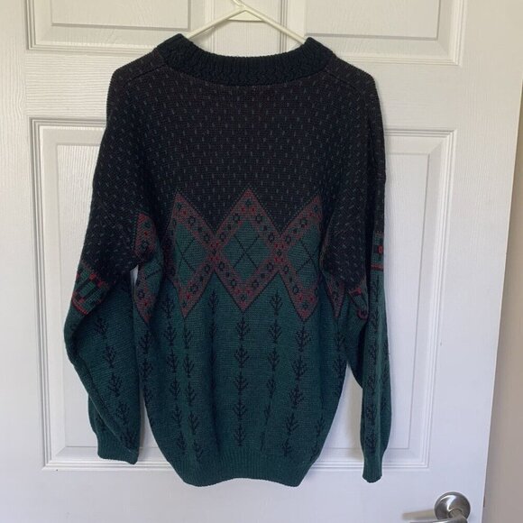 Hook England Knit Sweater Men’s Medium Green Forest Stream Mountain Hooks VTG - Picture 5 of 8